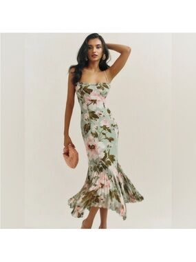 NWT Reformation Aiko Georgette Floral Fauna Midi Dress 8